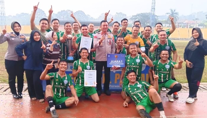 Fun Football HUT Porwan ke-5 Tuntas, Satlantas Juara 1 dan Intelkam Juara 2
